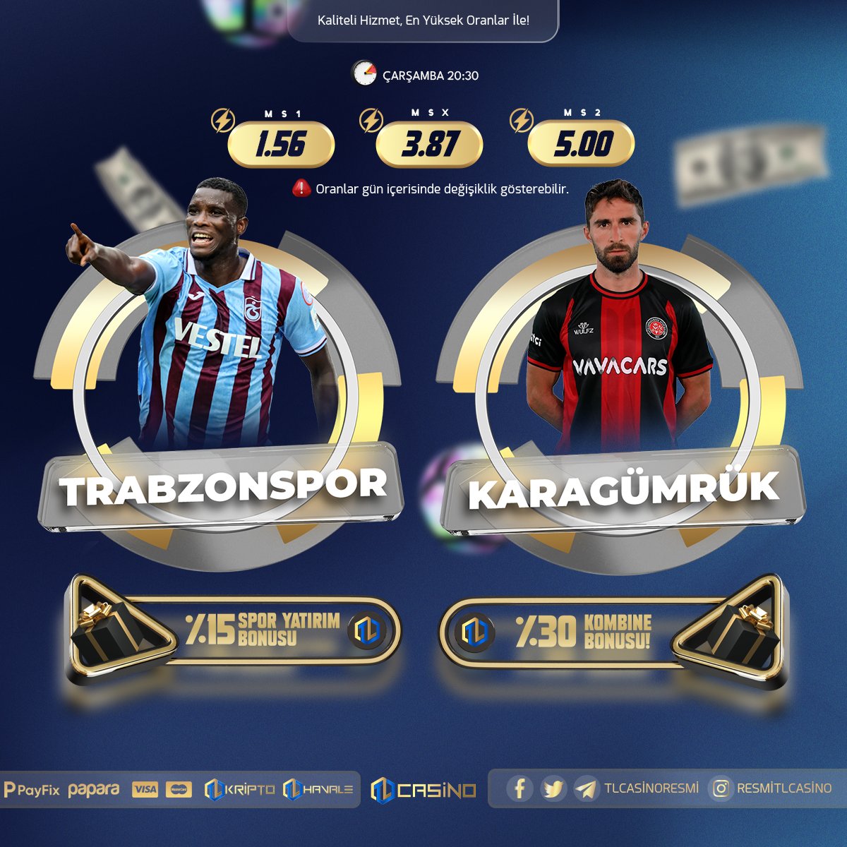 ⚽️ TLCasino İle Günün Şanslı Karşılaşması #trabzonspor #karagümrük 🎁 Spor Yatırımlarınıza %25 Vip Cash-Back 🔗 Güncel Adresimiz: tlcasino287.com