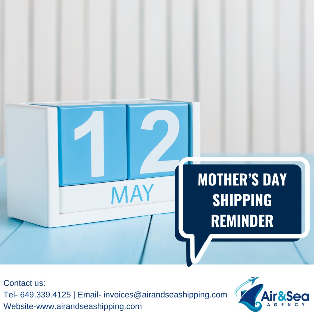 Mother's Day falls on the 12th May. Make sure to shop and ship early with Air and Sea Agency to celebrate Mom. Don't leave it to the last minute—plan ahead!