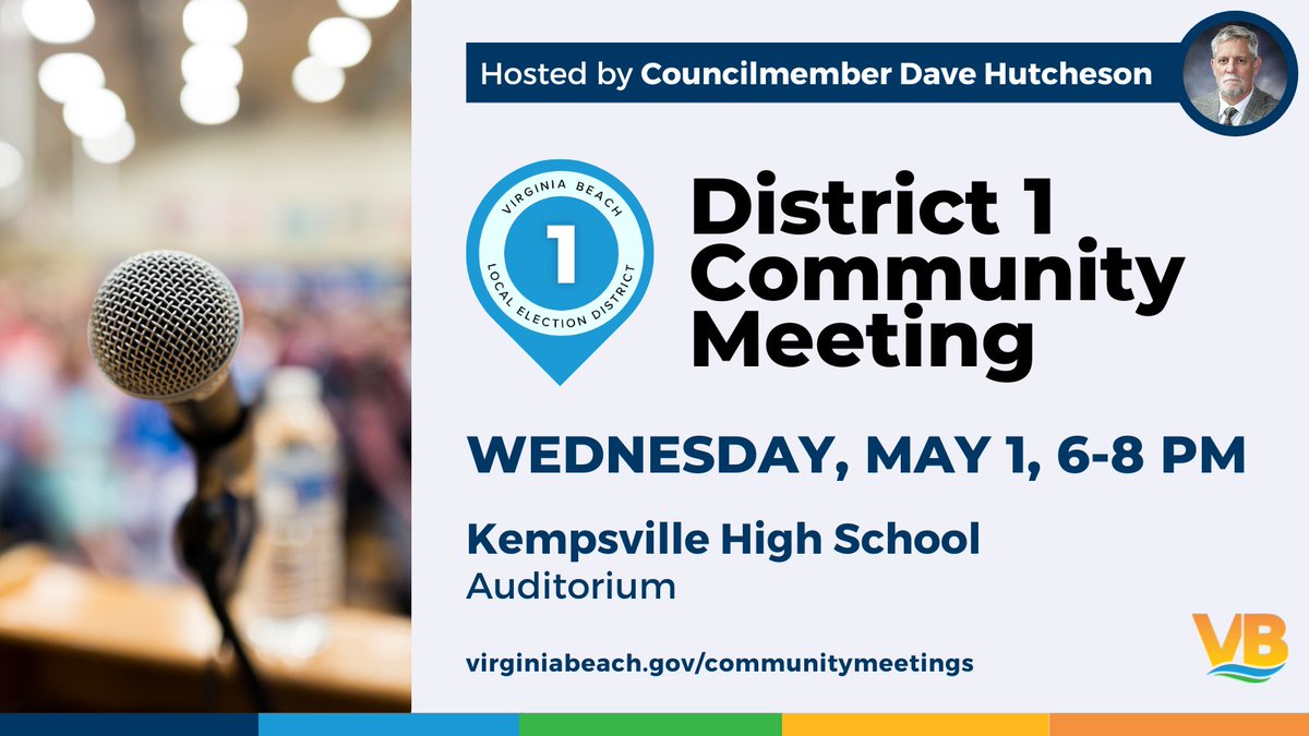 REMINDER: Councilmember Hutcheson will host his first District 1 community meeting Wednesday, 5/1. Residents will have the opportunity to meet & connect with their district representative. More: bit.ly/3Q44t4v