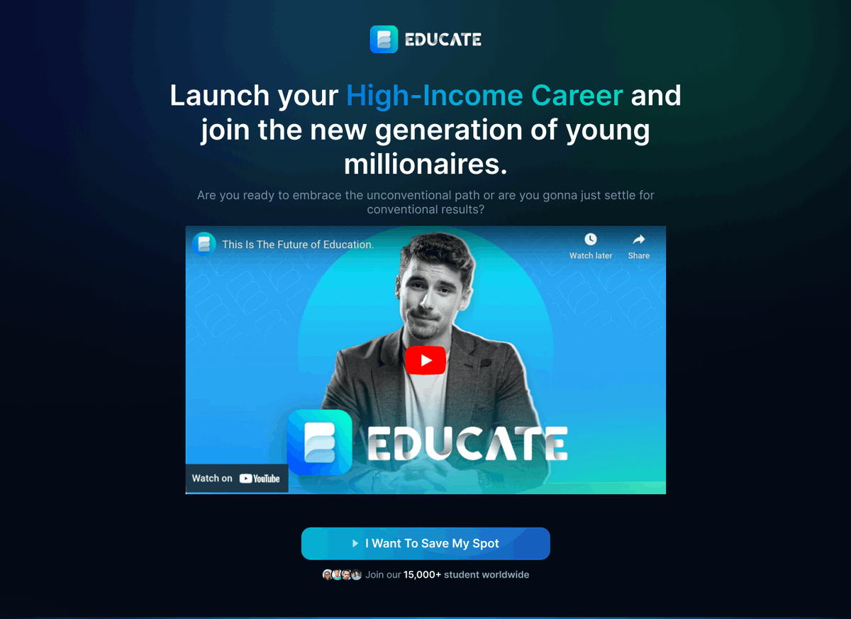 zacbray_'s tweet photo. Iman Gadzhi has made over $85,000,000 at the age of 24 years old.

Making him one of the most successful online entrepreneurs ever.

I rebuilt his brand new landing page inside Figma with FREE access (36 Hours only).

Follow, like and comment "EDUCATE"

(Must be following to DM) https://t.co/KZTUx9HTFi
