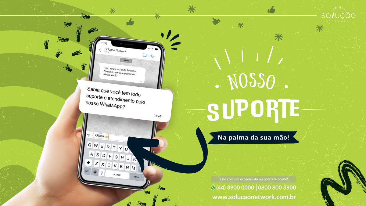 Problemas com sua internet? Não precisa se preocupar! A Solução Network está aqui para te ajudar! 🤩

Com nosso suporte técnico via WhatsApp, você resolve tudo de forma rápida e fácil. 

Vem pra Solução Network! 👇😉
solucaonetwork.com.br

#internet #whatsapp #qualidade #paraná
