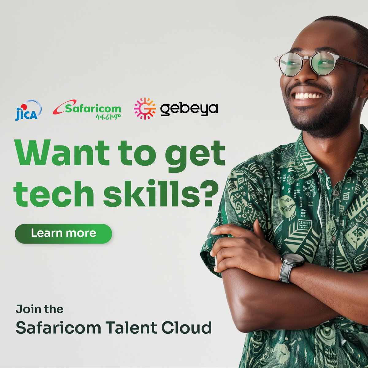 Great news if you are an Ethiopian. 

We have partnered with Japan International Cooperation Agency (JICA) and Safaricom Telecommunications Ethiopia PLC to create the Safaricom Talent Cloud for you.

Join the waitlist today: hubs.ly/Q02tWCzh0

#Safaricom #Jica #Ethiopia