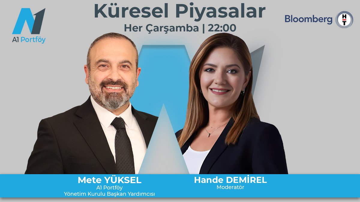 📈Finans dünyasının nabzını tutmaya devam ediyoruz!📉

A1 Portföy Yönetim Kurulu Başkan Yardımcısı Mete Yüksel, @BloombergHT 'de @HandeDemireltv 'in sunduğu Küresel Piyasalar programında para ve sermaye piyasaları ile ilgili son gelişmeleri değerlendiriyor.

🗓 24 Nisan
🕙 22.00