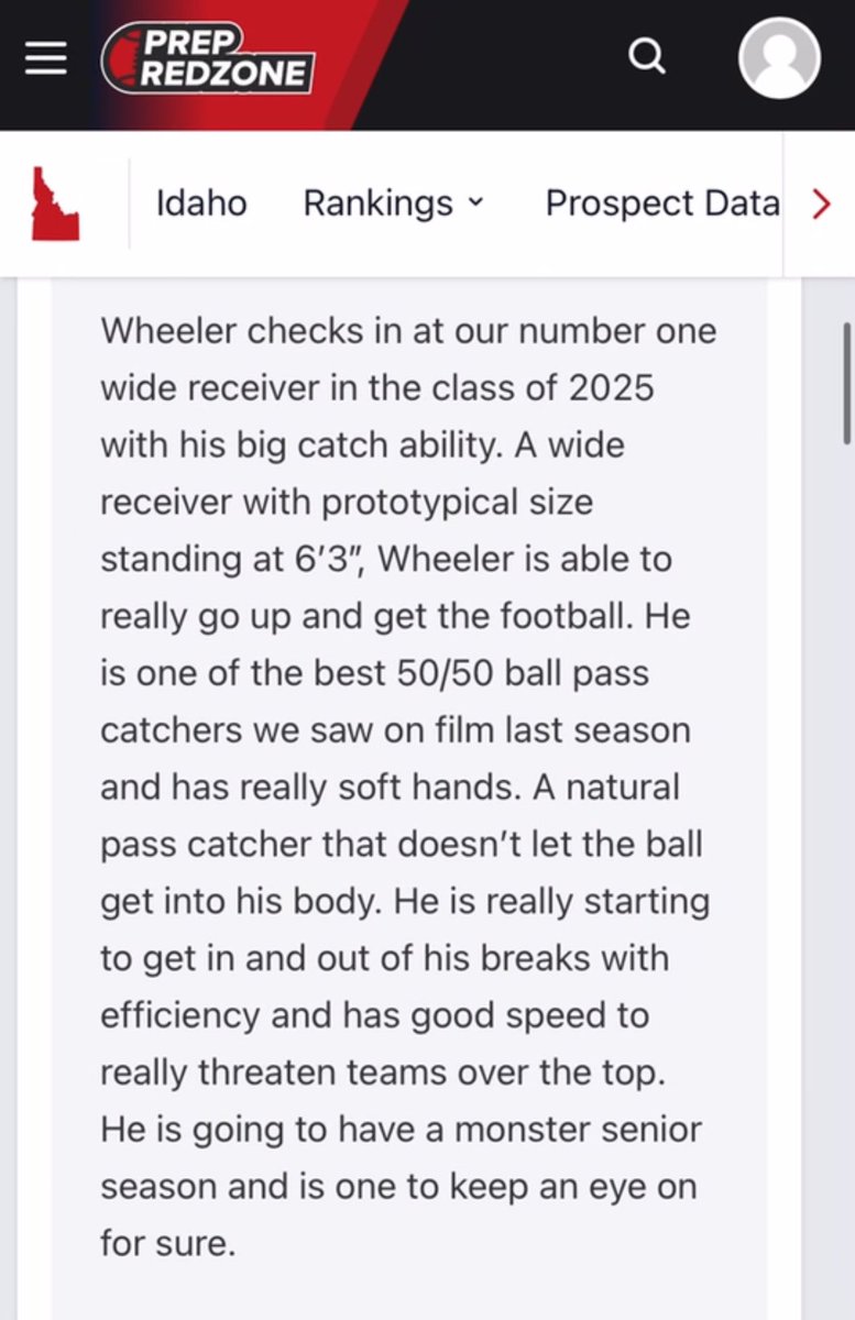 Thank you @PrepRedzoneID for the article right up. Extremely blessed to be the number one receiver in the class of 2025! All praise to God!