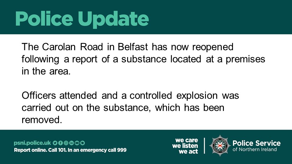 The Carolan Road in Belfast reopens