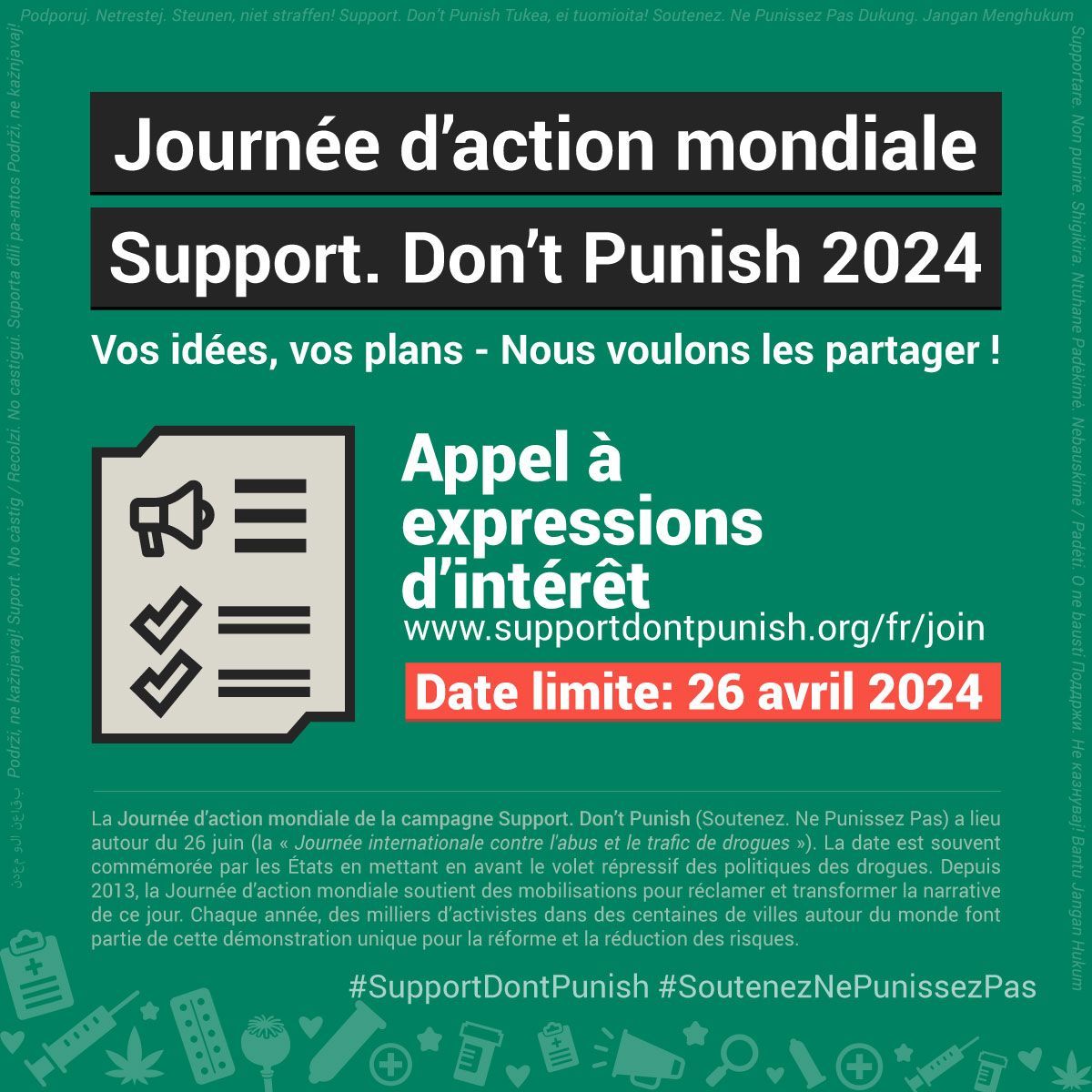 ✨Every year we make magic ✨ Countering narratives & practices of disposability & punishment, with a celebration of transnational solidarity & care 💚 This 12th #SupportDontPunish #GlobalDayofAction (26 Jun.), let's reclaim power & rights for each other! supportdontpunish.org/join/