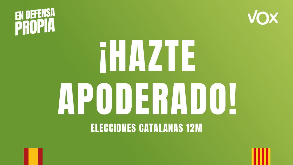 👀 ¡Sé nuestros ojos durante la jornada electoral del #12M en Cataluña! ✍ Apúntate como apoderado de VOX en las elecciones catalanas 👇 apoderados.voxespana.es