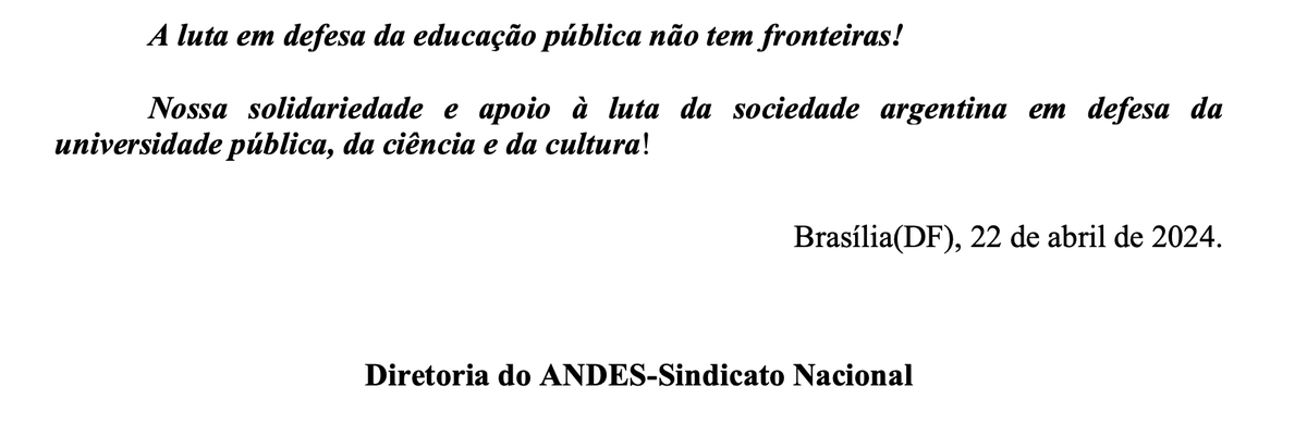 DiegoGolombek's tweet photo. El sindicato nacional de docentes de enseñanza superior de Brasil (ANDES) en apoyo de la marcha de ayer: https://t.co/XFMRqq2y58