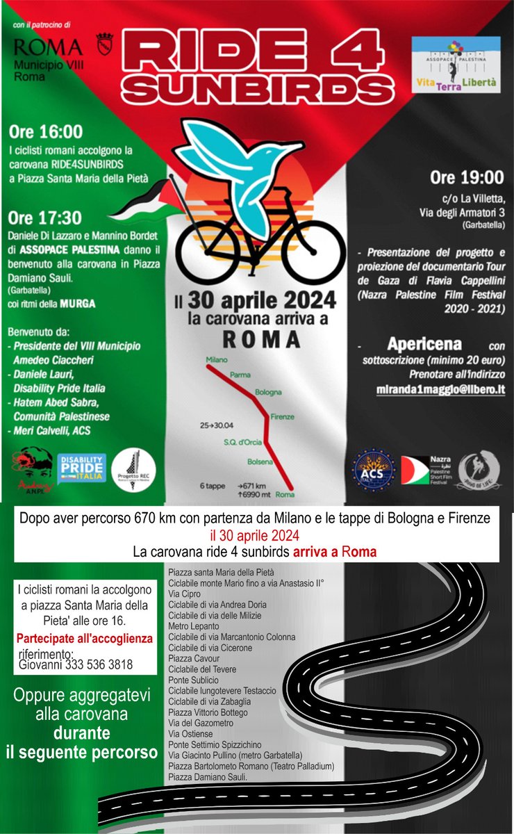 I Gaza Sunbirds sono una squadra di ciclisti amputati, che hanno perso le gambe durante la protesta pacifica alla Marcia del Ritorno del 2018-19 a Gaza o in precedenti attacchi. La squadra è stata fondata 2 anni fa per partecipare alle Paralimpiadi 2024 gazasunbirds.org