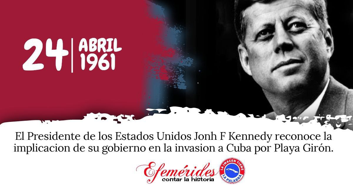 @EVilluendasC @LedannysP 24/4/1961 El único presidente racional quizá que haya tenido los EEUU. Reconoce la implicación de su gobierno en la invasión que les provocó la 1ra gran derrota en América. #CubaViveEnSuHistoria #DeZurdaTeam🤝🐲