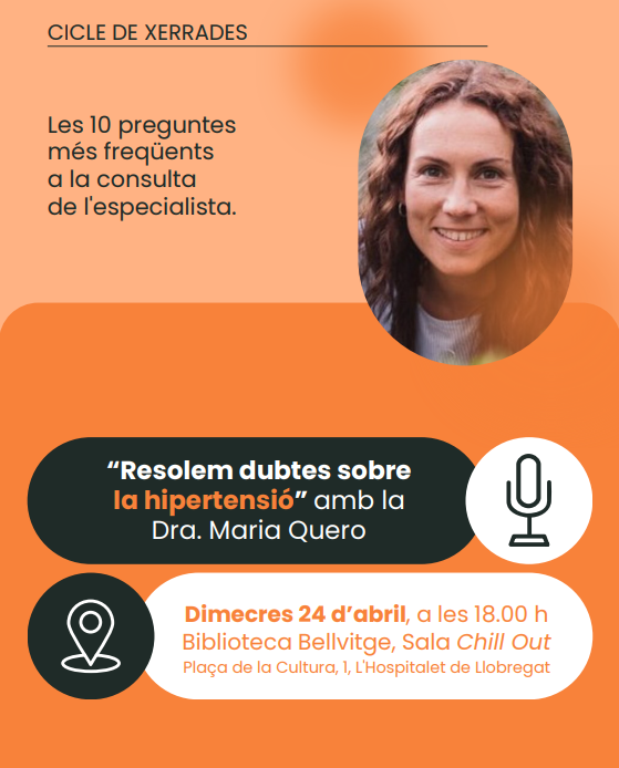 📢Avui resolem dubtes i les preguntes més freqüents sobre la hipertensió amb la Dra. Maria Quero, especialista del Servei de @Nephrobellvitge a la @BiblioBellvitge  Ens veiem a les 18h! 😉 #pacientsHUB #orgullbellvitge