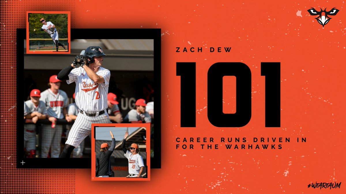 💯

With a sac fly and a solo homer yesterday, Zach Dew eclipsed the RBI century mark for his Warhawk career!

#WeAreAUM