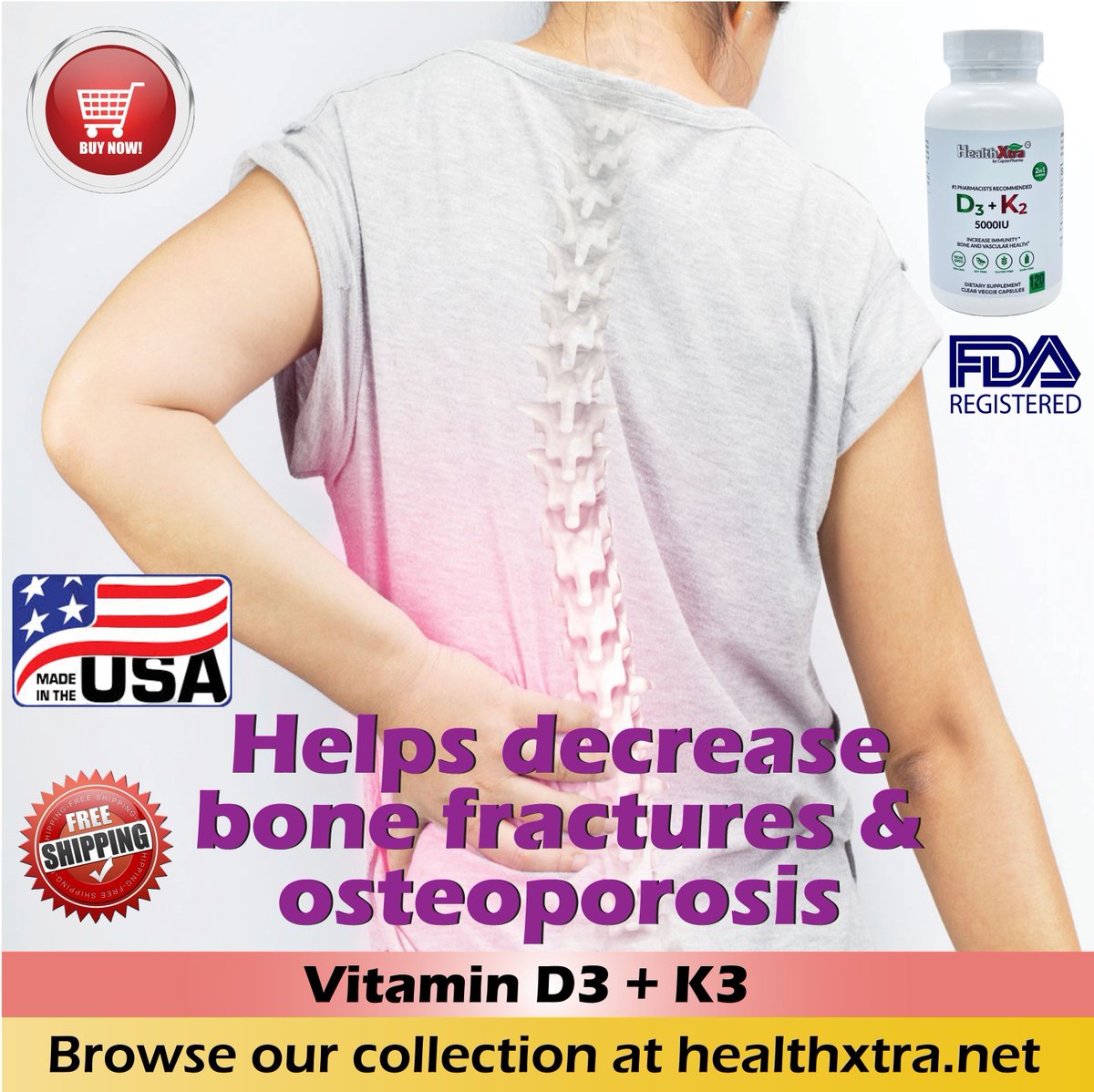Browse our collection: healthxtra.net
Our products are available on ebay: ebay.com/str/healthxtra…

#vitamind #vitamindeficiency #vitamindeficiences #VitaminK #VitaminK2MK7 #bonehealth #bonejoint #bonepain #bonetreatment #bonetreat #immunityboost #immunitybooster