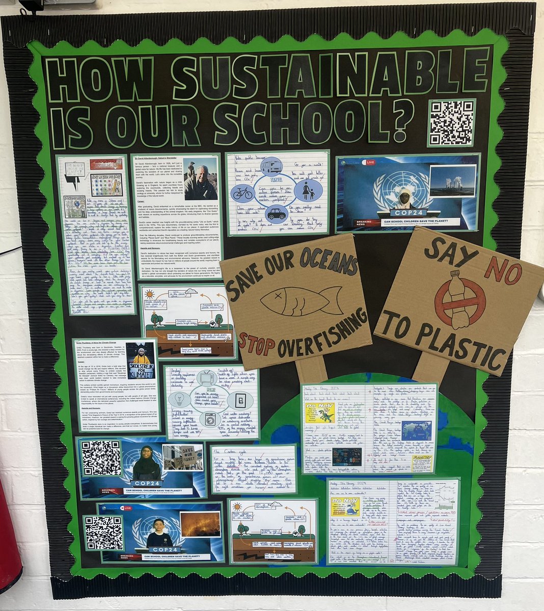Our #Year_6 corridor display answers the question, “How Sustainable Is Our School?” 🏫 #SustainableFuture #savetheoceans #overfishing #saynotoplastic @Lea_Forest_HT @LFP_Dep @lea_forest_aet @AETAcademies @mrsrmurad @mclaughlin_alix @BirminghamEdu @The_GA @EYPPC_GA @primary_geog