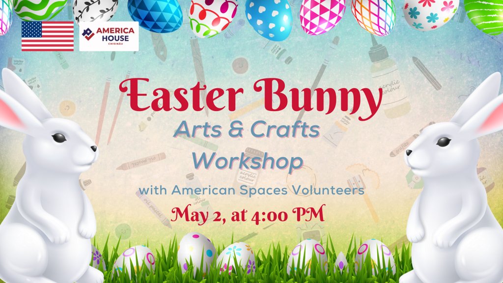 🐰 America House invites everyone interested to hone their crafting skills in the specially organized Easter Bunny Workshop. Don't miss this opportunity to enjoy a creative and fun time! #AmericaHouse #EasterBunnyWorkshop #GetCrafty

Link: civic.md/anunturi/eveni…

#evenimente #…