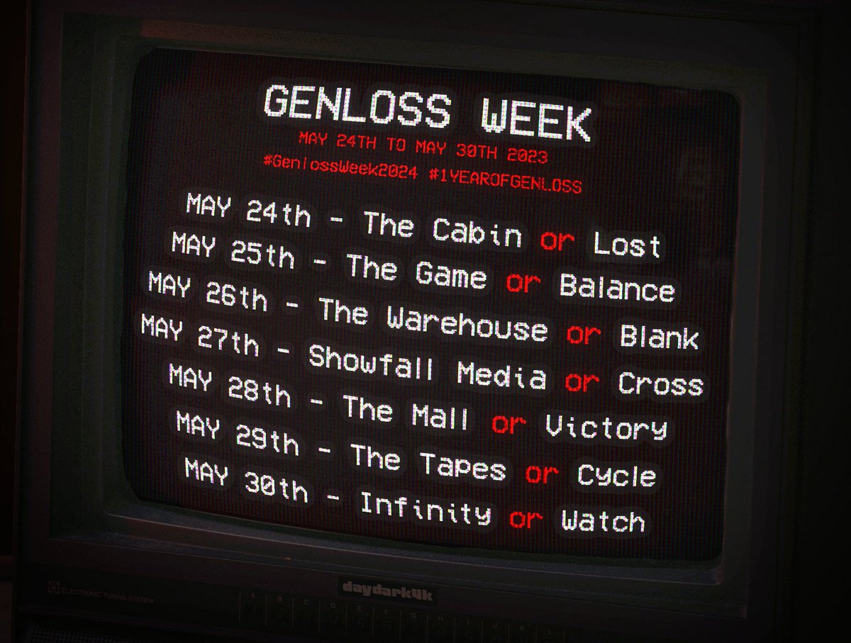 presenting, in celebration of the one year anniversary of generation loss: the social experiments

⬛️ ❗️ GENLOSS WEEK ❗️⬛️

rules and more below!! 🧵