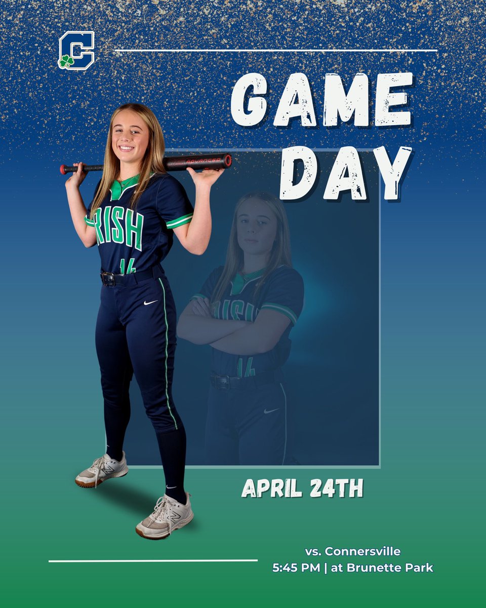 Game day vs. Connersville@ 5:45. Go Irish🥎