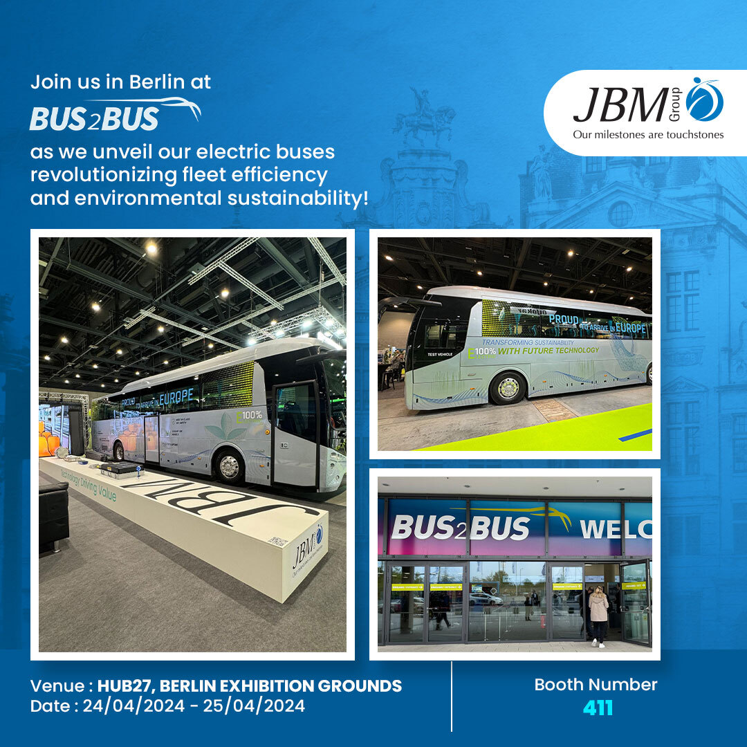 Experience the future of transportation with us at Bus2Bus in Berlin. Discover our innovative electric buses enhancing fleet efficiency and promoting environmental sustainability. 

Join the revolution now!
.
.
#BUS2BUS #BUS2BUS2024 #JBMAuto #Berlin #EnvironmentalSustainability