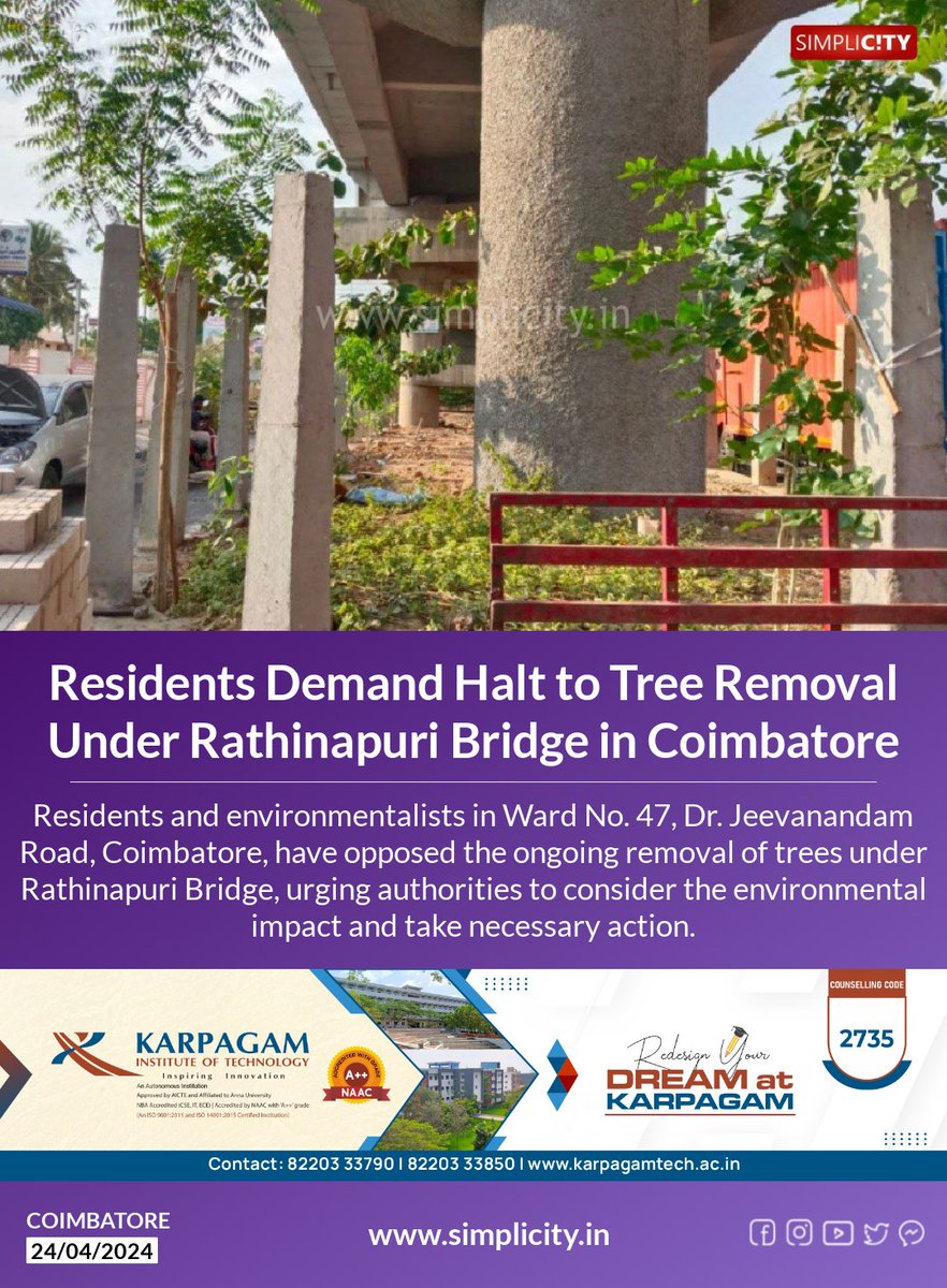 Residents Demand Halt to Tree Removal Under Rathinapuri Bridge in #Coimbatore simplicity.in/coimbatore/eng…