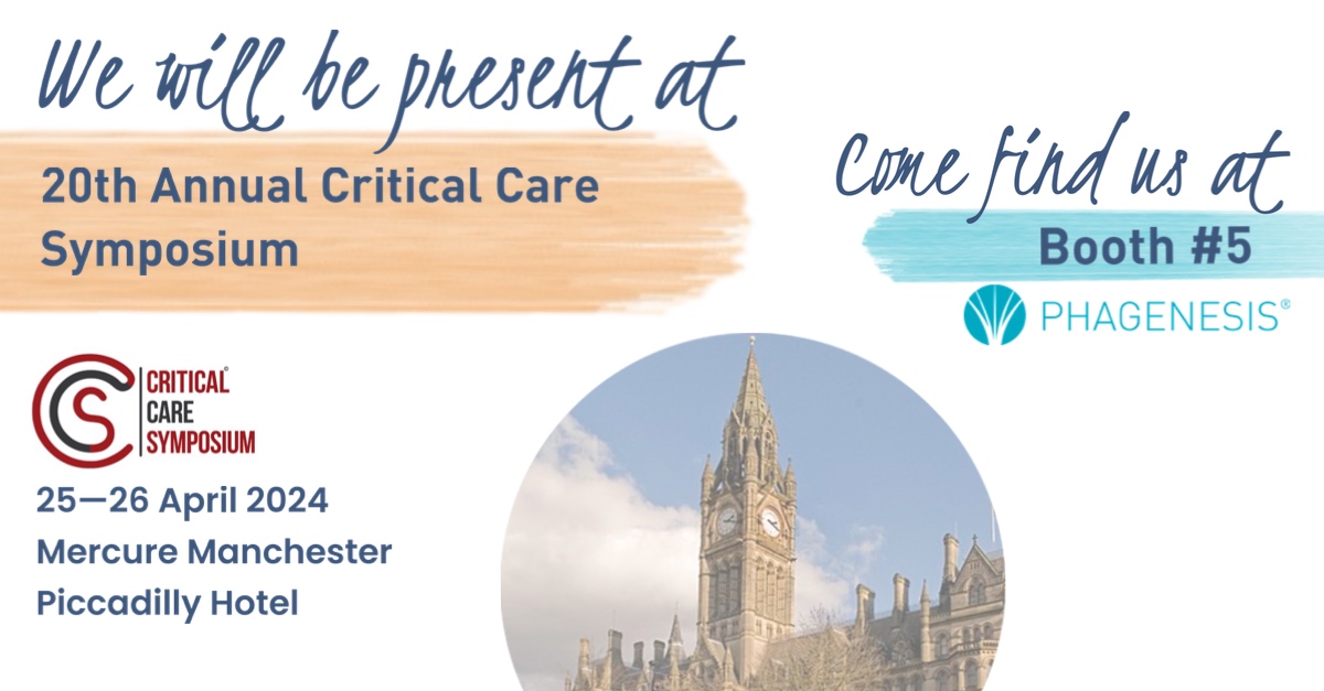 #Phagenesis will be present at the 20th Annual Critical Care Symposium #ACCS in Manchester on April 25th and 26th, 2024! Join us at Booth #5
