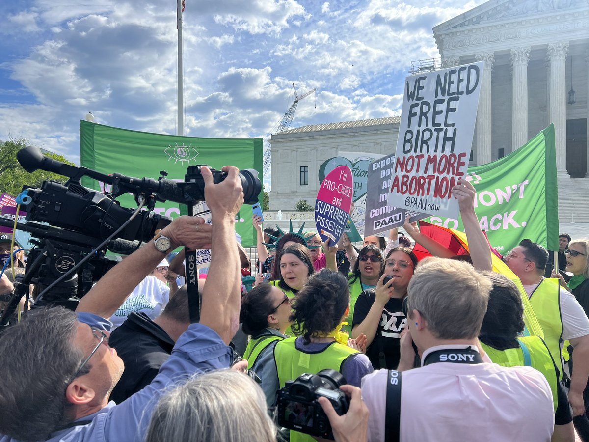 Scenes from outside the Supreme Court this morning as the justices hear arguments today on the Biden Administration’s challenge of Idaho’s enforcement of its abortion ban even when the patient is experiencing a medical emergency.