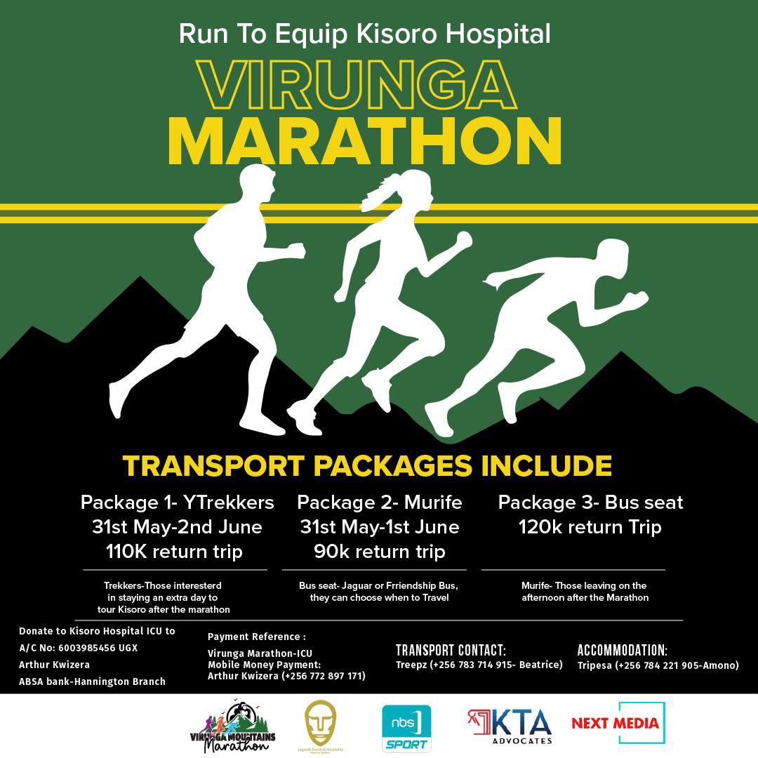 Come 1st June we are running to support Kisoro Hospital ICU. Join us to save lives! Get your tickets for #VirungaMarathon2024 now at ticketsasa.com/events/eventde…