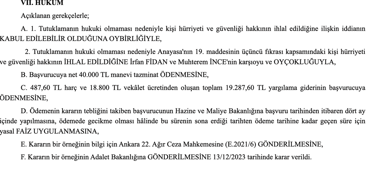 Anayasa Mahkemesi, 'Kobani Davası' kapsamında bir süre tutuklu kalan eski HDP MYK üyesi Can Memiş’in tutukluluğuyla ilgili başvuruda ihlal kararı verdi. Kararda, 'tutuklama için gerekli olan suç işlendiğine dair kuvvetli belirtinin soruşturma mercileri tarafından yeterince…