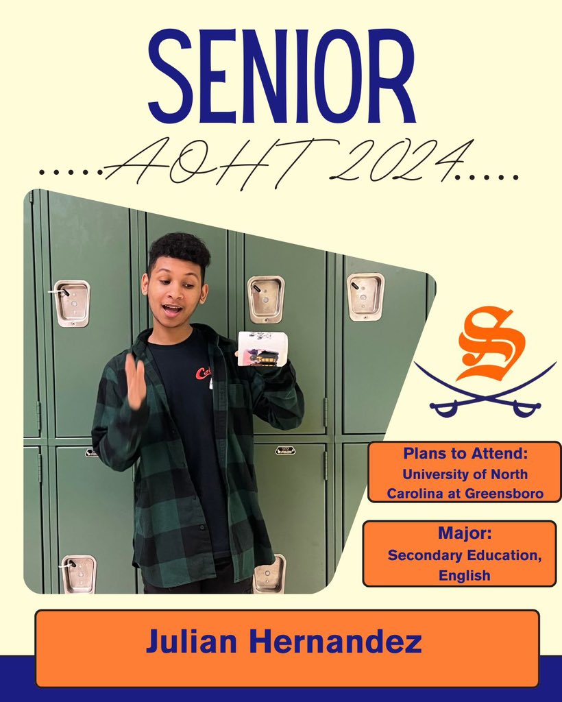 Todays AOHT Senior Spotlight is our other AOHT Vice President: Julian Hernandez! Congratulations Julian! We are so proud of you! #classof2024🎓