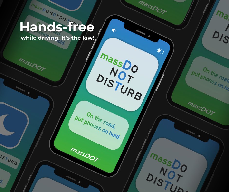 As we observe #DistractedDrivingAwarenessMonth, here's a reminder that #HandsFree is the law in Massachusetts. It's not just about not holding your phone, it's about keeping your mind on the road. Put the phone away, it's not worth your life.📵 #JustDrive #massDoNotDisturb