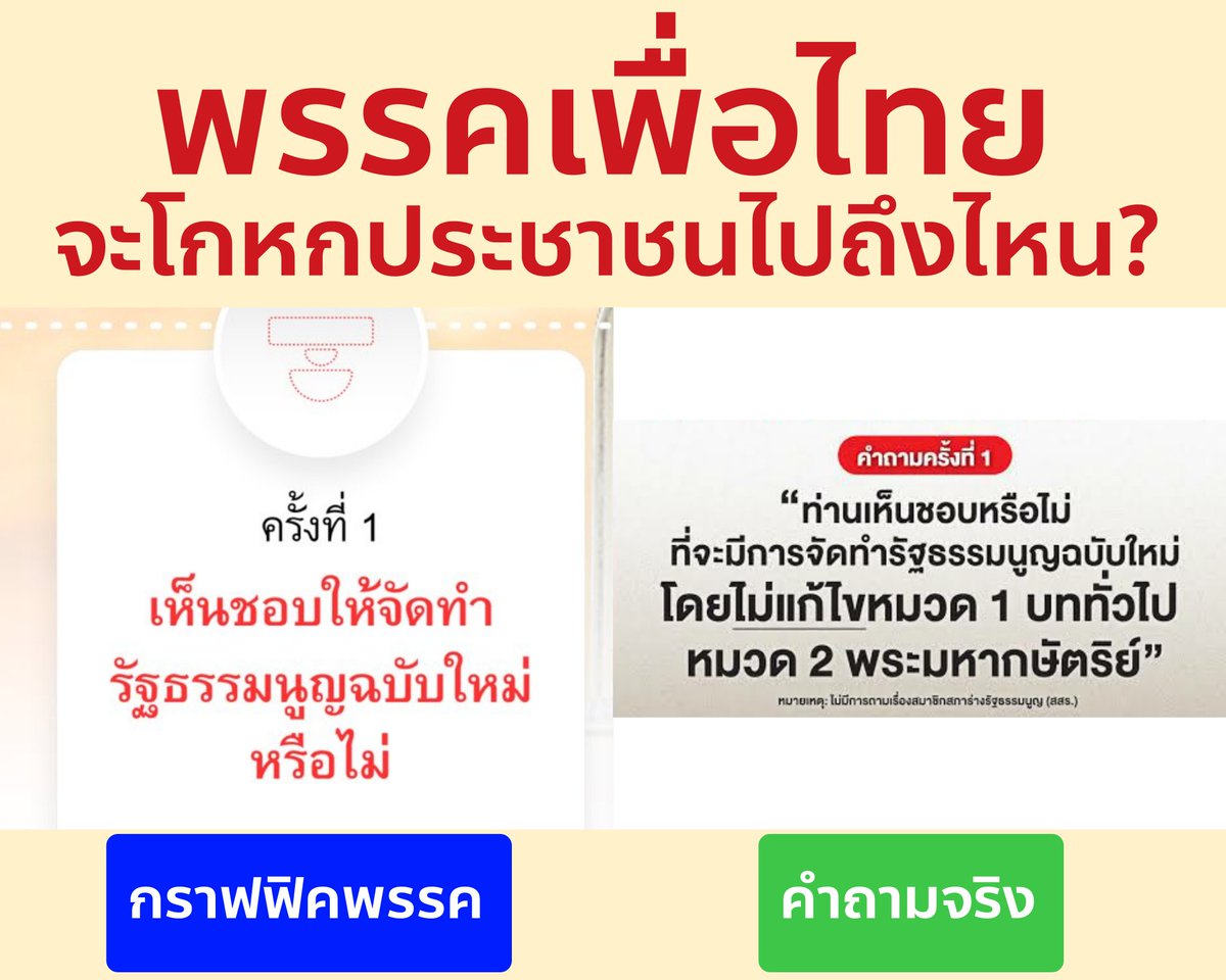 #ดูถูกประชาชน ความจริงใจไม่เคยมีเลยครับ แบบนี้เรียก #พรรคตอแหล แทน #เพื่อไทยตระบัดสัตย์ ดีกว่ามั้ง?

#ประชามติ
#รัฐธรรมนูญใหม่
#ConForAll