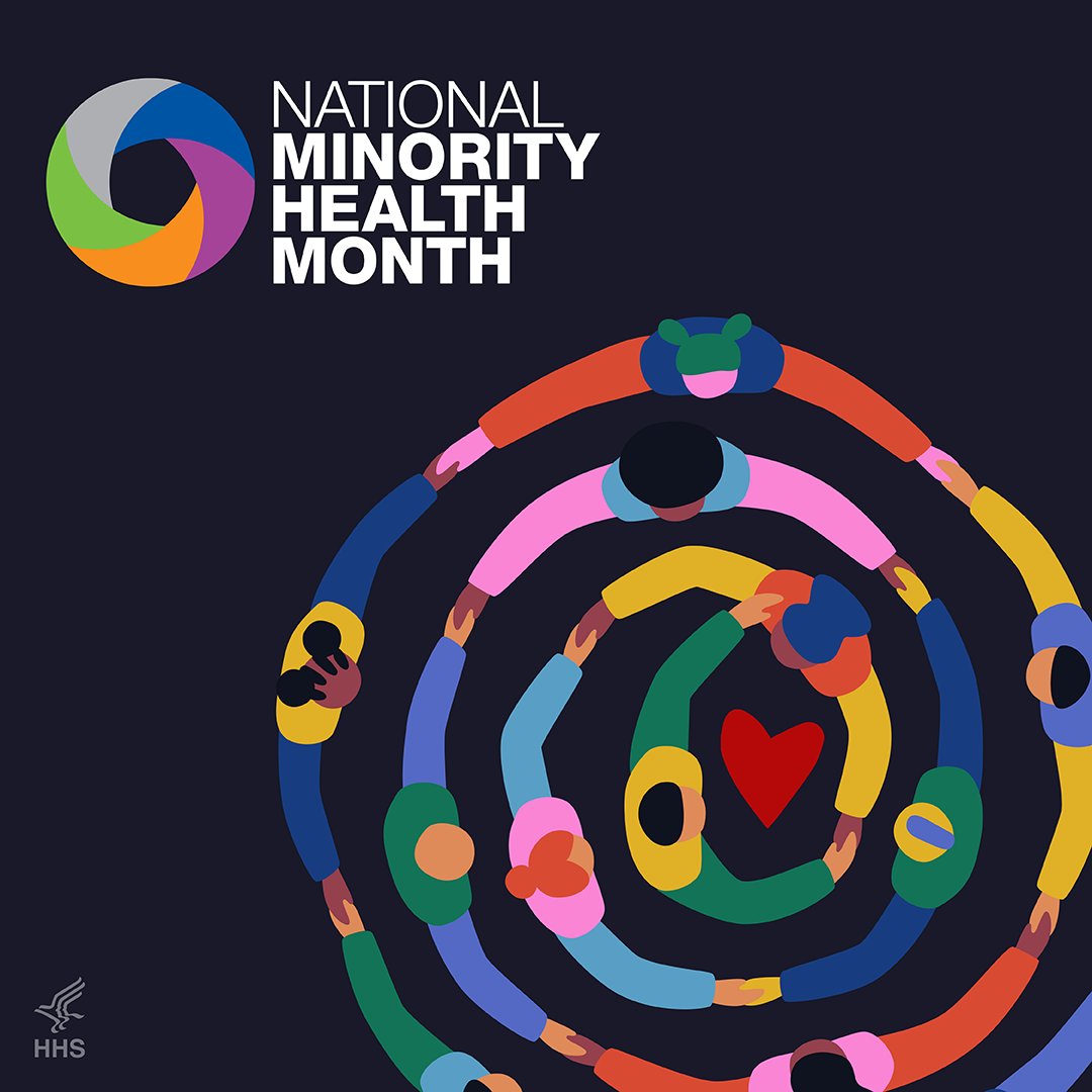 HRSAgov's tweet image. It’s National #MinorityHealth Month! This year’s theme: Be the source for better health. Spread the word. HRSA-supported health centers nationwide offer quality primary care. Find a nearby health center for you and your loved ones: ms.spr.ly/6017YyGCc  #NMHM24