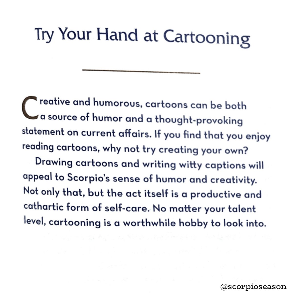 Try your hand at cartooning this #WellnessWednesday

#ScorpioSelfCare #Scorpioseason #TeamScorpio