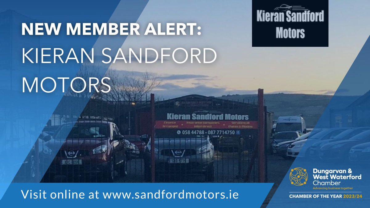 We're delighted to welcome another new member to the Chamber - Kieran Sandford Motors. We look forward to working with you!