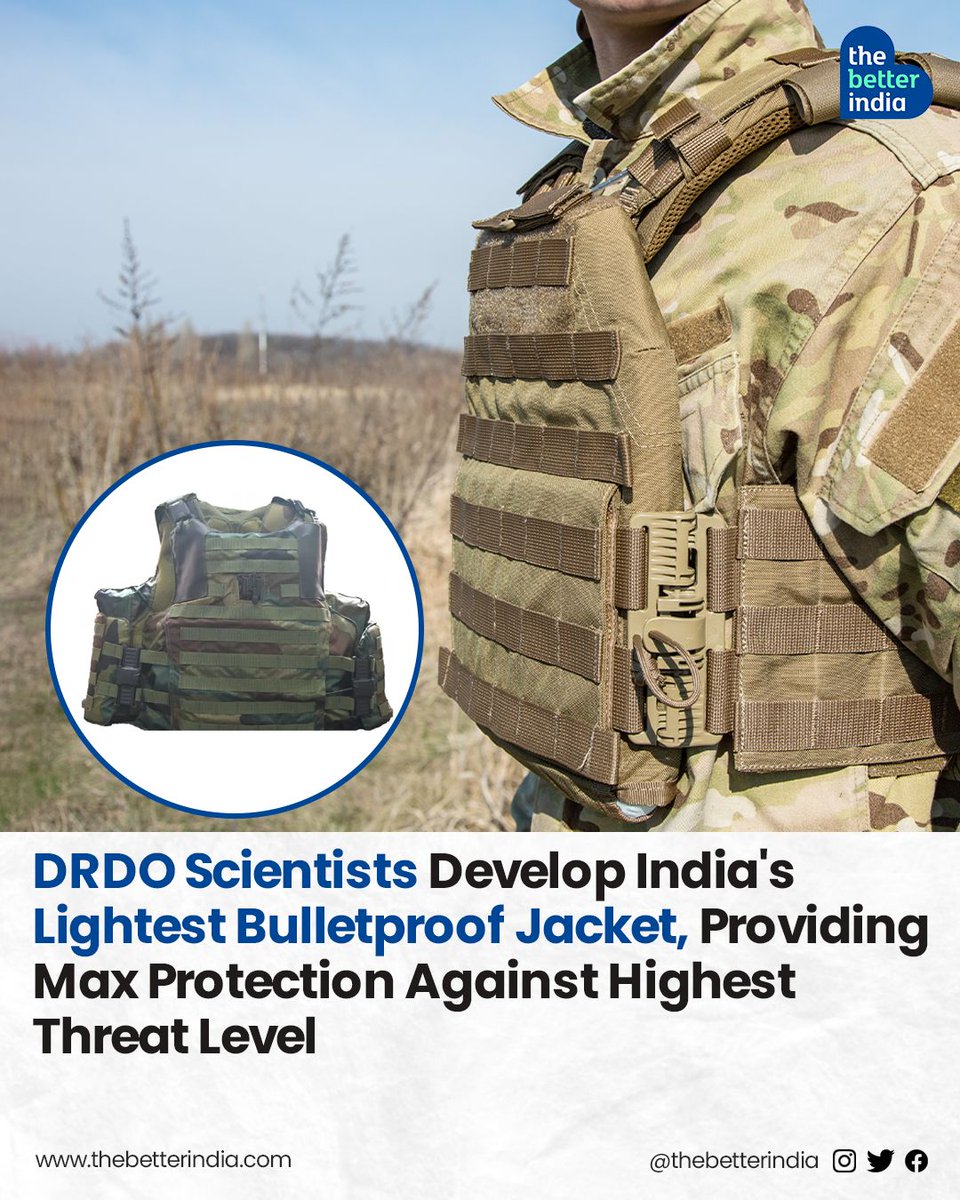 India now has its lightest bulletproof jacket, which can provide top-level protection to our defence personnel.

#DRDO #BulletproofJacket #MadeInIndia #Innovation

[Bulletproof vest, DRDO, Innovation, India]