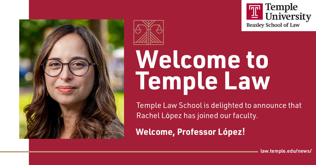 Rachel López practices in the areas of criminal law, public international law, international human rights law, international criminal law, and post-conflict & transitional justice. We are delighted to welcome Prof. @Rachel_E_Lopez to Temple Law! bit.ly/3xPSiSO