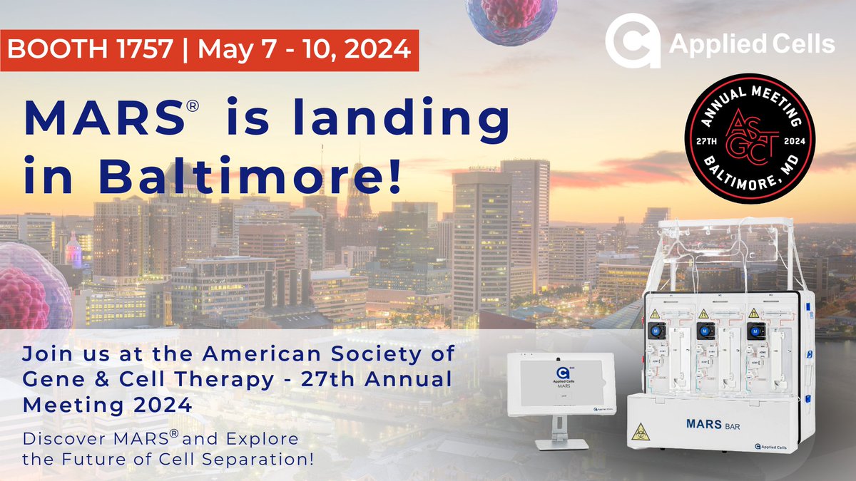 Curious about MARS®? Stop by our BOOTH 1757 and check out our MARS® Platform during #ASGCT2024 in Baltimore, MD this May 7-10! Speak with our experts and explore the future of cell separation. #CellTherapy #CancerResearch #Hematology #multiplemyeloma #genetherapy #Biotech