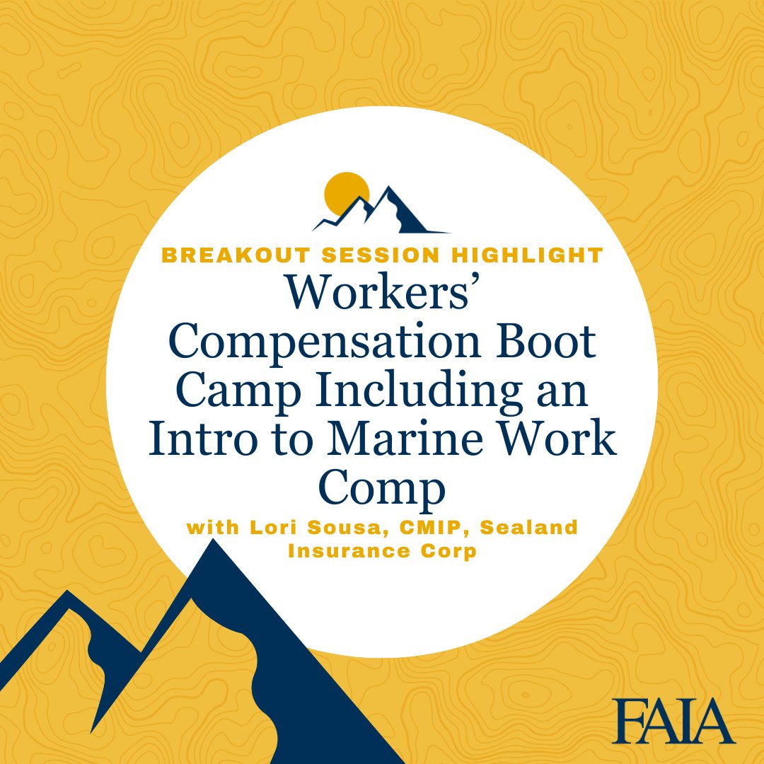Next up for our #FAIAConv24 session spotlight is 'Workers’ Compensation Boot Camp Including an Intro to Marine Work Comp' with Lori Sousa. Get all the details at faia.com/schedule.