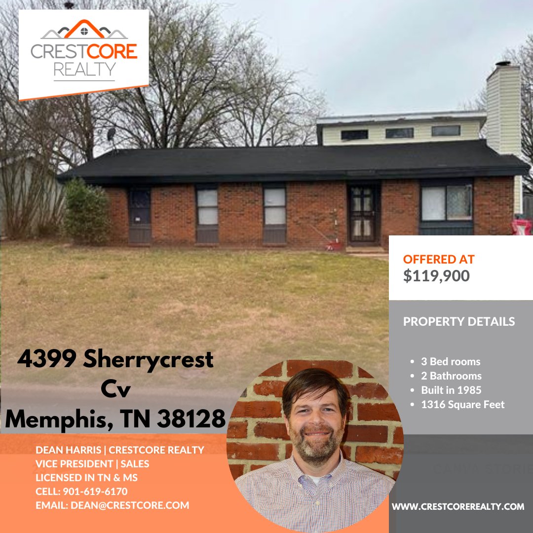 Fantastic investment opportunity in the Shelby area. This 3br/2 bath single-family home is in the 38128 area.

#realestate #realestateinvestment #Justlisted #sold #broker #mortgage #homesforsale #ilovememphis #memphistennessee #Memphis