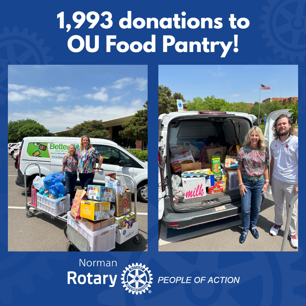 1,993 donations by #Rotary to the @OUFoodPantry!! 

Waiting to hear how OU faired in the SEC Challenge but regardless, way to show Norman Rotarians are #PeopleOfAction!!