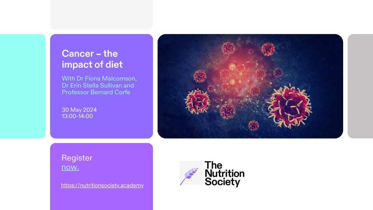 Free live #nutritionwebinar + discussion at the end - register now! #Cancer – the impact of diet hosted by @FionaMalcomson, @erinsullivanRD and @corferesearch Register now 👉 bit.ly/4d9rM6Y 📅 30 May 12:30 - 14:00 BST @HNERC_NclUNI @lifecourse_KCL #cancernutrition