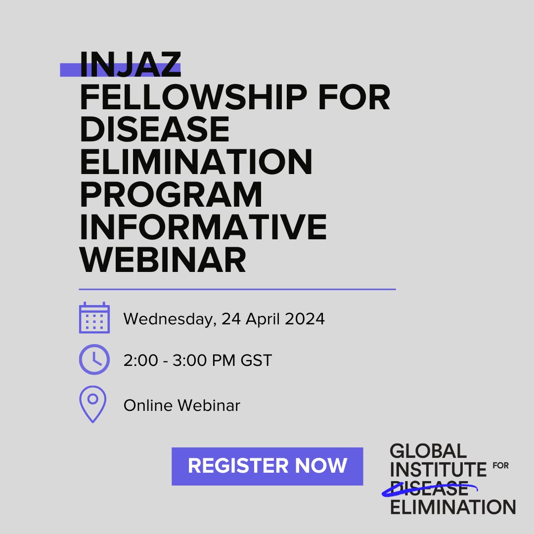 Happening Now! Join us for a deep dive into our Injaz Fellowship for Disease Elimination Program

🔗 Join here ➡️ ow.ly/AxM050RjB7E
🔗 Learn More and Apply ➡️ ow.ly/90MW50RjB7F 
#InjazFellowship