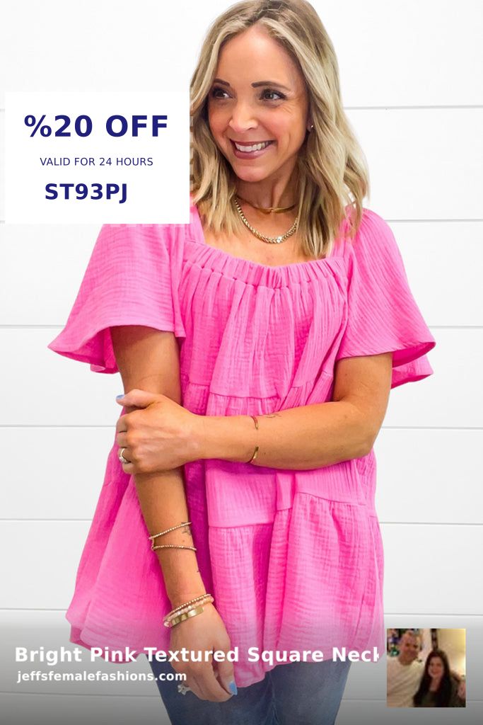 Unleash your vibrant side with our Bright Pink Textured Square Neck Blouse! Perfect for any casual occasion, its flutter sleeves & tiered design offer a flowy, flattering silhouette. Embrace the charm! 💖 Shop now $62.84 shortlink.store/l51os2ite5hx #ColorPink #StyleCasual