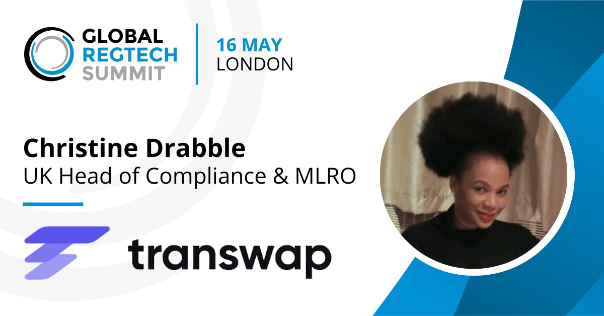 📢 Our latest speaker taking the stage at the Global RegTech Summit – Christine Drabble, UK Head of Compliance & MLRO at Transwap Group 📢 Register to take part in the worlds leading #RegTech event: GlobalRegTechSummit.com #GRTS24 #Compliance