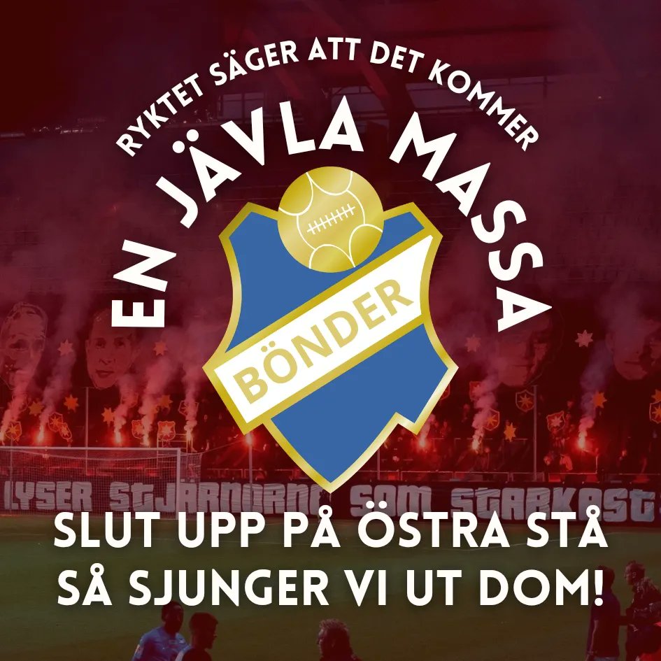 På lördag möter ÖIS nån rödblå kopia och det ryktas komma "storpublik" från landet.

Så ställ dig på Östra Stå så ger vi bönderna en lektion i hur supporterkultur ser ut!

Sjung för ÖIS - det finns bara ett enda Rödblått!