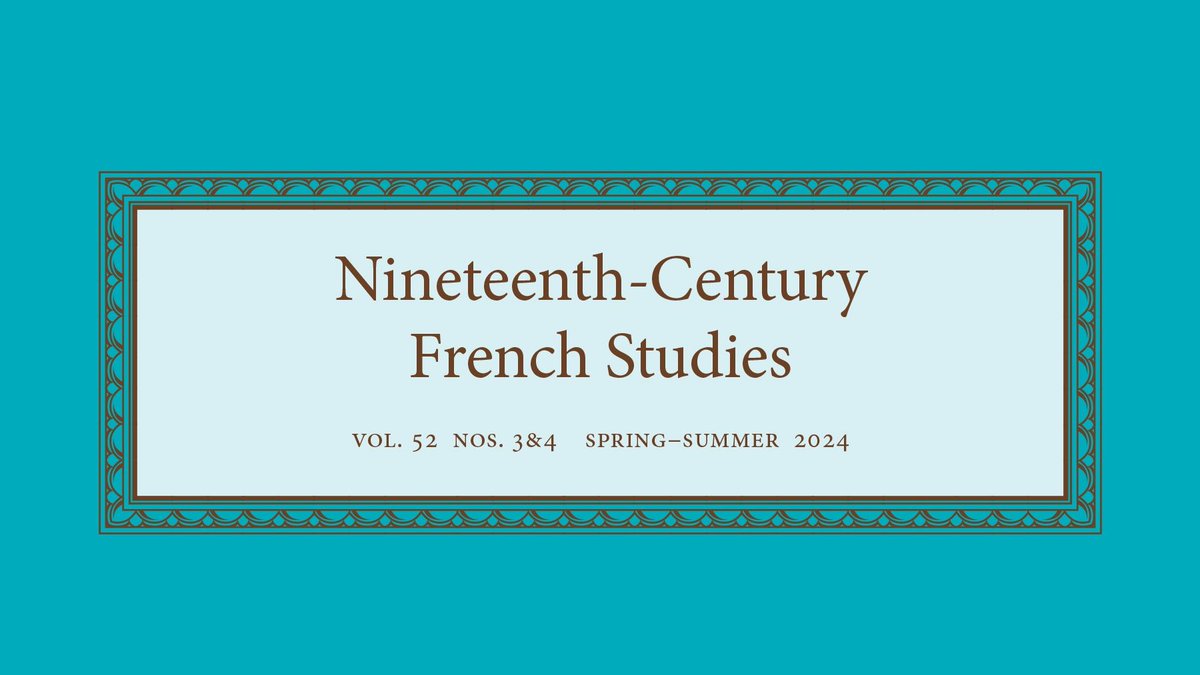 Coming soon with <a href="/UNPjournals/">Journals | University of Nebraska Press</a>, NCFS Spring-Summer 2024!

Featuring...
<a href="/kyliesago/">Kylie Sago</a> on abolition and commemoration
@EllamaeLepper on Stendhal’s salons
<a href="/MashaBelSol/">Maria Beliaeva Solomon</a> on disaporic solidarities
Philip Knee (<a href="/universitelaval/">Université Laval</a>) on Sainte-Beuve and La Rochefoucauld...