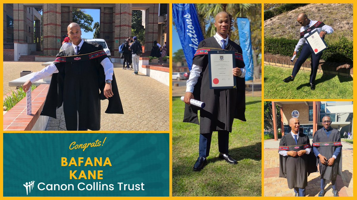 Join us in congratulating Canon Collins Trust Alum, @BafanaKane on his remarkable achievement of graduating with an LLB degree from the University of Western Cape ( @UWConline) ! 🎉 We are all incredibly proud of you! 🌟🎉 #LLBGraduate #Inspiration #CongratulationsBafana