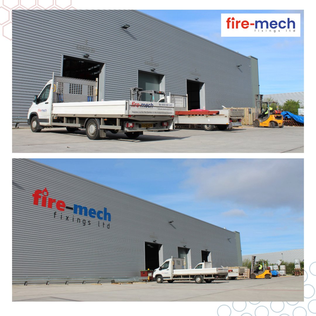 🟥🟦 Two of our delivery vans arrived back at our warehouse within minutes of each other. Both are getting loaded up ready to get #backontheroad. Beautiful day for a drive, too. ☀️🛻🛣️

#FireMech - your #PipeSupport & #Bracket experts for #FireSprinkler & #Mechanical Industries