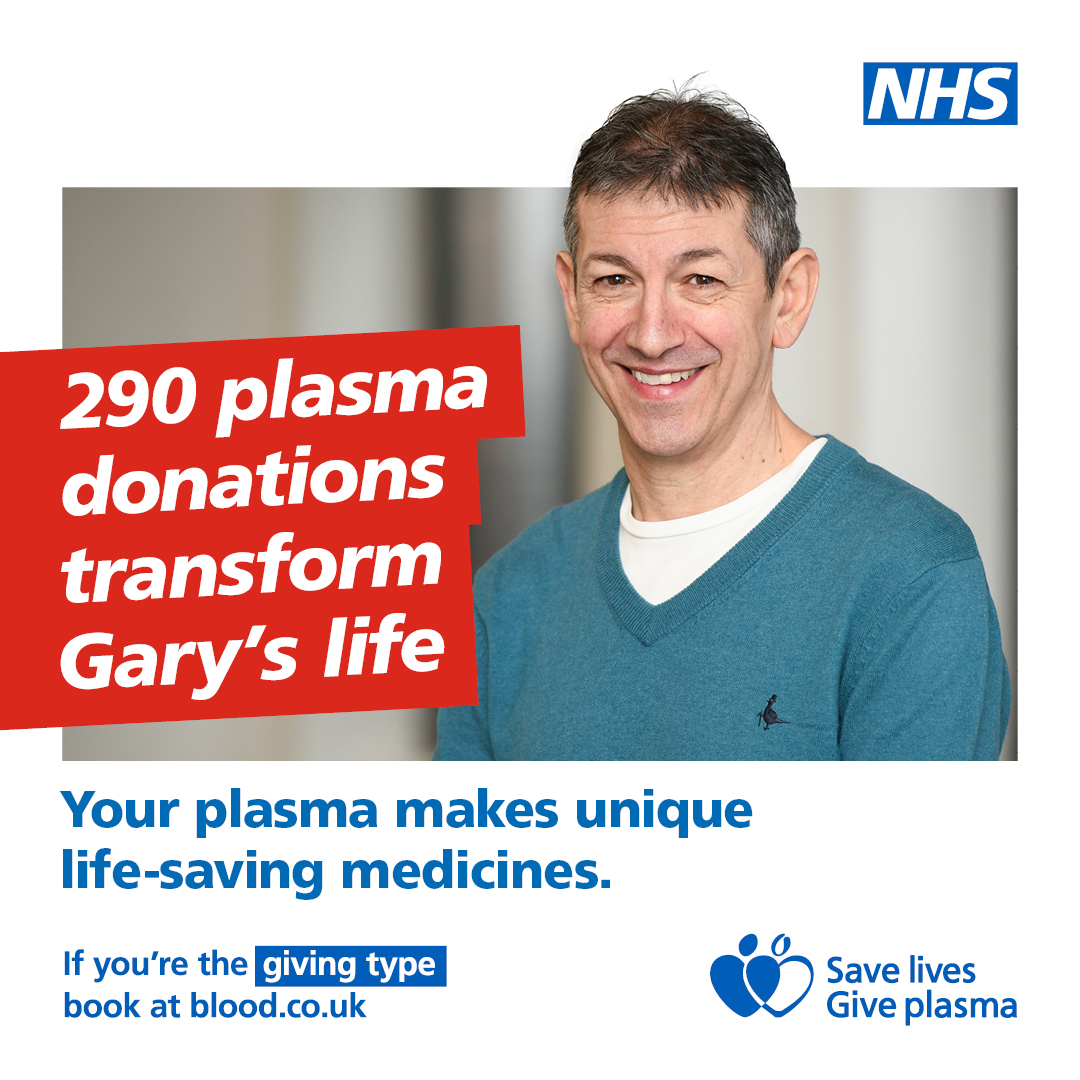 DHSCgovuk's tweet photo. When you give plasma, you're giving more than you think.
Your plasma makes unique, life-saving medicines that save or improve the lives of 17,000 people in England.
If you're the giving type, book at https://t.co/xdvNYoGgpO
#PlasmaDonationWeek https://t.co/0EqBi4QO8C