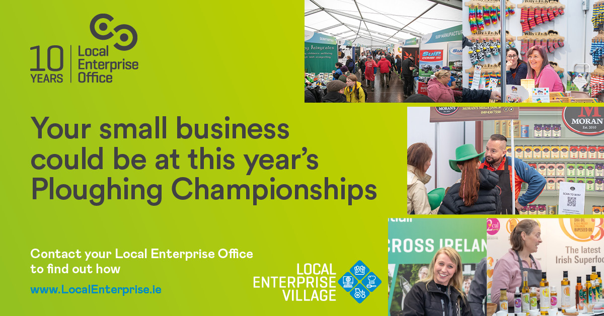 Are you a small business in Wicklow? If so, you could be one of over 30 companies who get the chance to exhibit as part of this year’s Local Enterprise Village at the Ploughing Championships 2024! Ready to get involved? Email Martin - mcullen@leo.wicklowcoco.ie #ploughing24