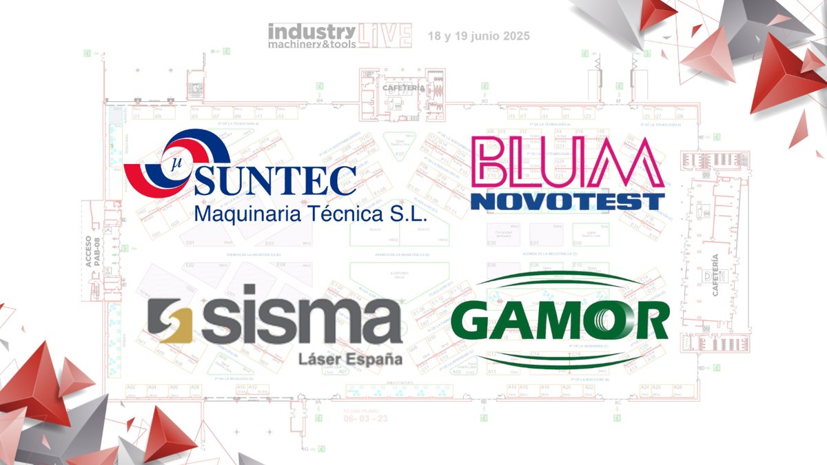 SubconMADRID's tweet photo. 🔴#industryLIVE | #Round7 Otras 4 empresas destacadas: @suntecmt, @SismaLaserES, @gamor_com &amp; @Blum_Novotest. Reserva tu stand y únete a las empresas que están transformando el futuro. ¡Sé parte de la revolución industrial! 👉🏼 𝐜𝐨𝐦𝐞𝐫𝐜𝐢𝐚𝐥@𝐢𝐧𝐝𝐮𝐬𝐭𝐫𝐲𝐥𝐢𝐯𝐞.𝐞𝐬 🏭 https://t.co/SH1n4LXOG6
